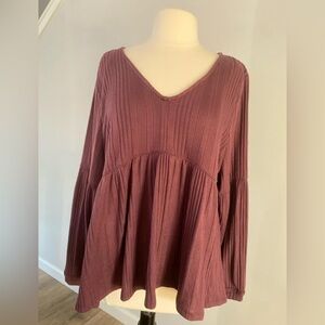 SO Mauve Ribbed Long Sleeve Blouse
